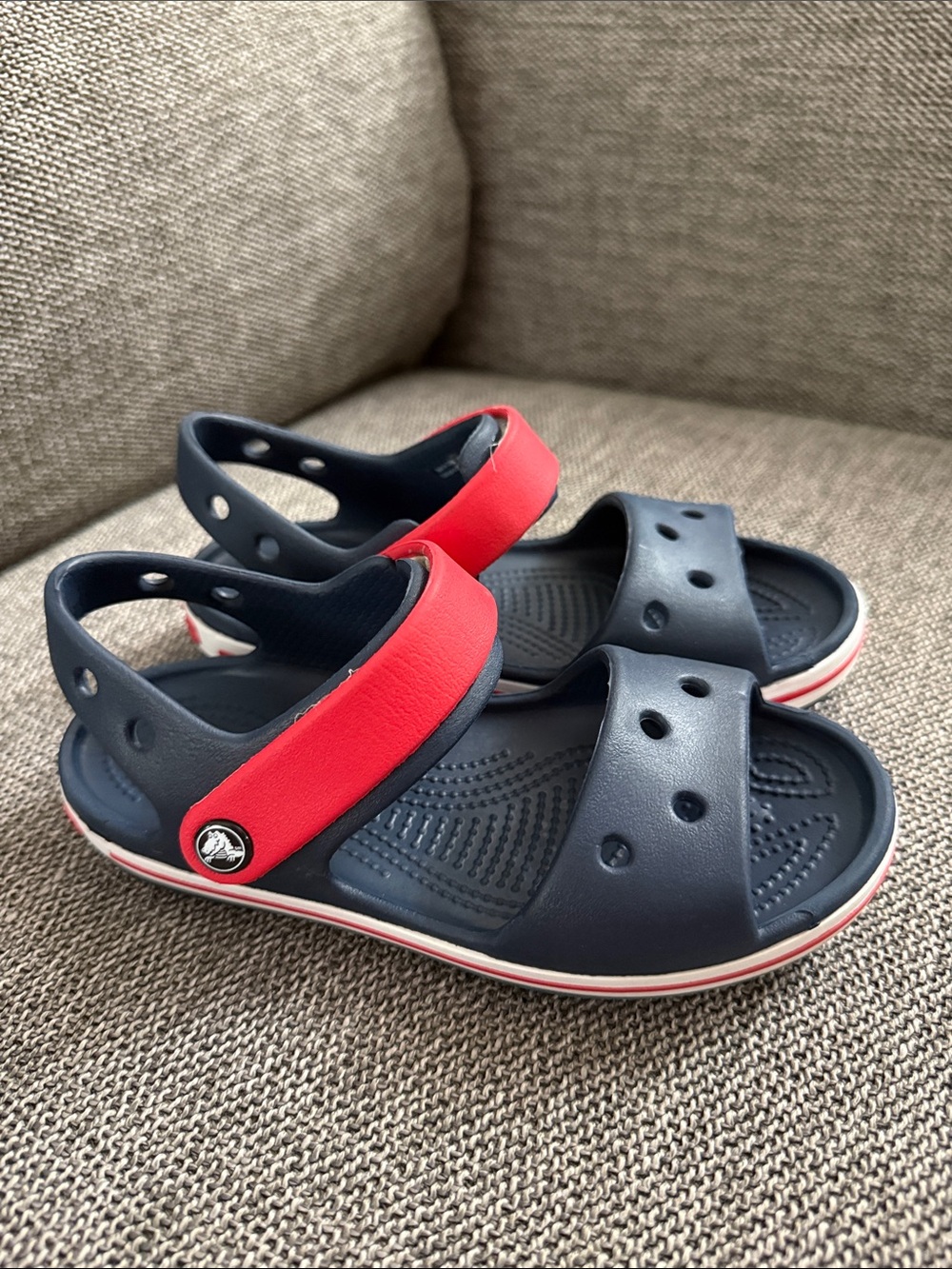 Crocs Crocband Toddler Boy Sandals Navy Red 13 C Used